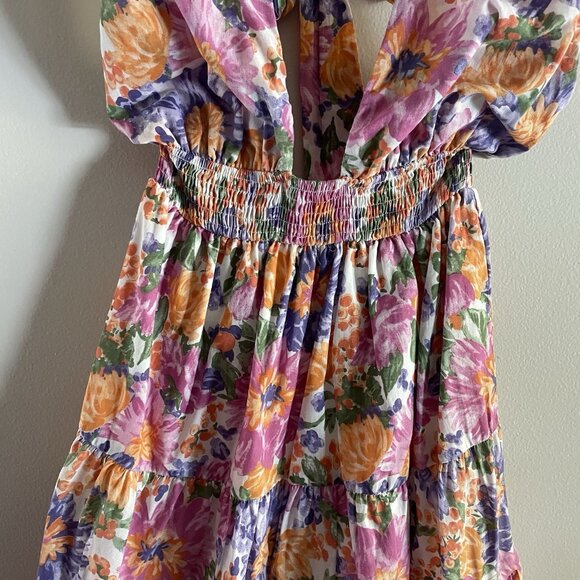 Hello Molly Women 4 Colorful Floral Swoon Over You Tiered Halter Mini Dress NWT - Picture 7 of 15